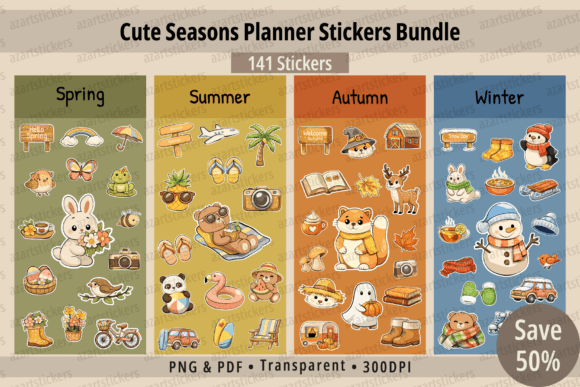 Cute Seasons Planner Stickers Bundle: A Year-Round Creative Asset