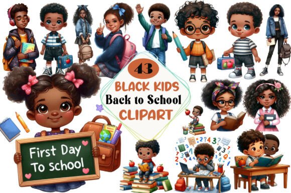 Elevating School Projects with Black Kids Back to School Clipart