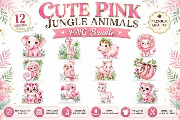 Enchanting Pink Safari: A Designer's Clipart Guide