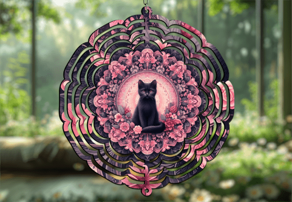 Floral Mandala Black Cat Wind Spinner: A Design Deep Dive