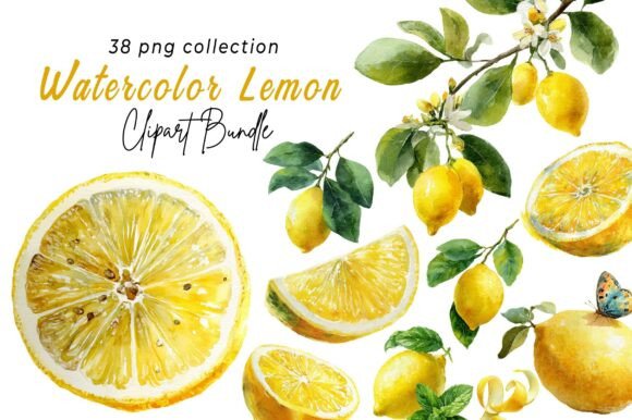 Fresh and Versatile: Watercolor Lemon Clipart for Modern Design