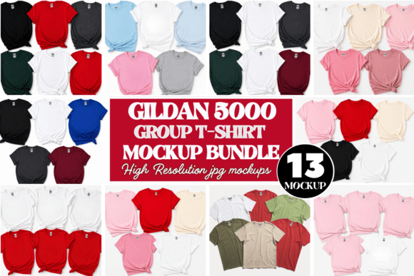 Gildan 5000 Group T-Shirt Mockup Bundle: Real-World Design
