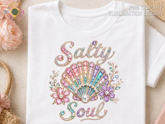 Infuse Coastal Glamour: The Salty Soul Jeweled Seashell Beach PNG