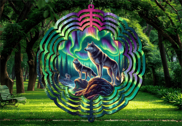 Northern Lights Aurora Wolf Wind Spinner: A Sublimation Design Guide