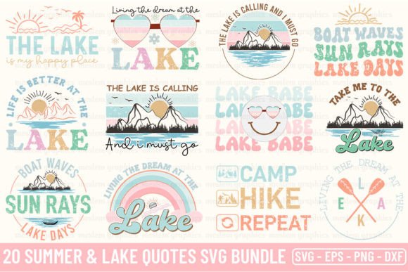 Retro Summer Lake Quotes SVG Bundle: Vintage Vibes for Modern Creations