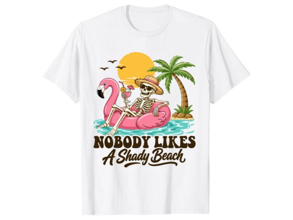 Shady Beach Skeleton Summer T-Shirt: A Fun Design Asset