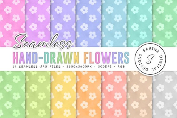 Soft, Botanical Backgrounds: Using Hand-Drawn Flowers Seamless Patterns