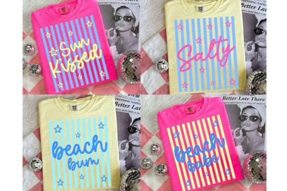 Stripe Beach PNG Bundle: A Retro Summer Design Essential