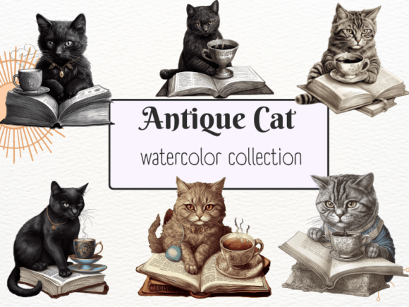 Timeless Charm: Using Antique Style Cat Reading Book