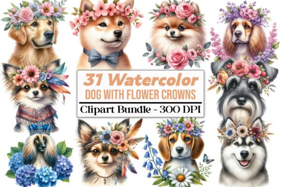 Unleashing Creativity with Watercolor Dog with Flower Crowns
