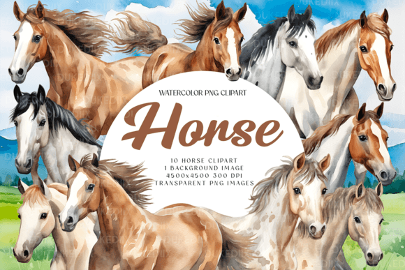 Watercolor Horse Clip Art PNG File: A Designer's Resource