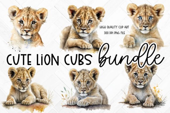 Watercolor Lion Cub Clipart Illustration: A Versatile Design Asset