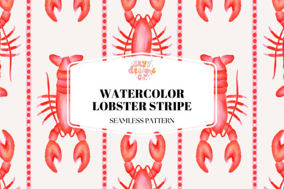 Watercolor Lobster Stripe: A Pattern with Coastal Character